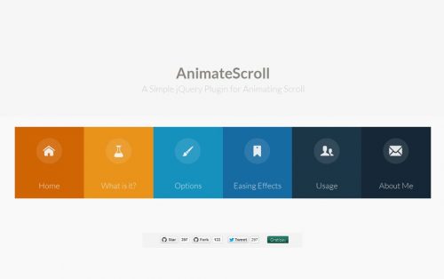 AnimateScroll - это плагин jQuery, который позволяет вам прокручивать на любую часть страницы