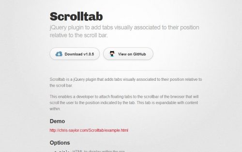 Плагин jQuery для добавления вкладок, визуально связанных с их положением относительно полосы прокрутки.