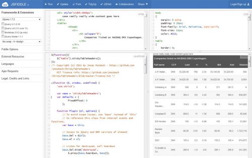 Плагин jQuery, который делает большие таблицы более удобными, если заголовок таблицы будет прикреплен к верхней части экрана при прокрутке.