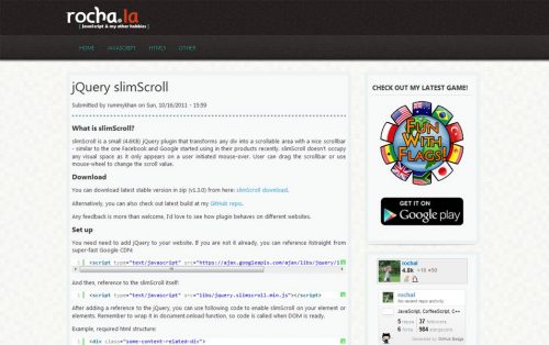 slimScroll - небольшой (4.6KB) плагин jQuery