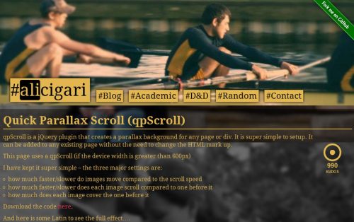 qpScroll - это плагин jQuery, который создает фон параллакса для любой страницы или div